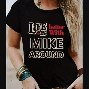 Source Unknown Black Tee with Red and White Text